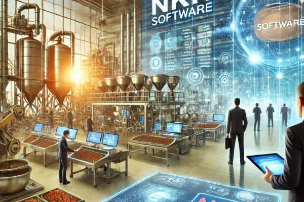 DALL·E 2024-11-29 16.24.51 - A vibrant and innovative scene showcasing NKK Software's strong investment in research and development of new technologies to improve the production p