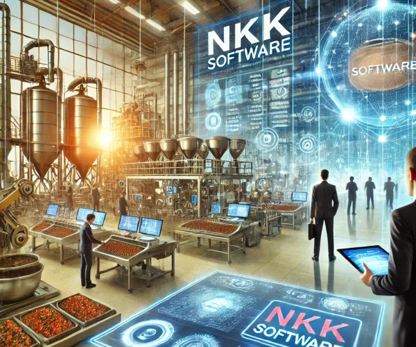 DALL·E 2024-11-29 16.24.51 - A vibrant and innovative scene showcasing NKK Software's strong investment in research and development of new technologies to improve the production p